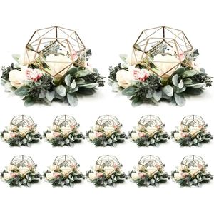 Gold Metal Pentagone Tealight Bandlersder Set de 12 Geometric Flower Stand Wedding Centorpiece vasefreight Free 240429