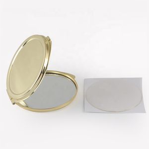 Gouden metalen ronde gesneden compacte spiegel met hars epoxy sticker voor DIY