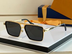 Gouden metalen vierkante zonnebril heren donkergrijze designer zonnebrillen zomerzonnebrillen Occhiali da sole UV400 Eyewear met doos