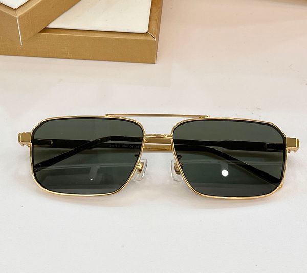 Gold Metal Square Sunglasses Lenses vertes Mentes Summer Shades Sunnies UV Protection Eyewear avec boîte