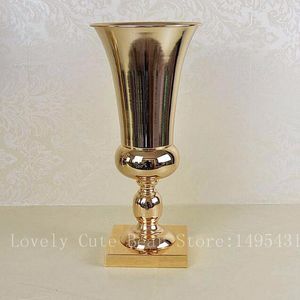 Vase à fleurs en métal doré, pièce maîtresse de Table pour Mariage, Vases à fleurs, Pots pour décoration de Mariage, 111