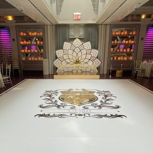 Toile de fond murale en forme de fleur de Lotus en acrylique miroir doré, panneau d'arrière-plan en arc pour décoration de fête de mariage