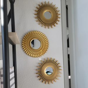 Gouden spiegels voor muurdecoratie set van 3 hangende ornament Art Crafts Supplies voor thuis slaapkamer badkamer kleine ronde druppel 240417