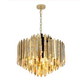 goud moderne kroonluchter woonkamer licht lange kristallen stoklamp eetkamer LED hangende verlichting LLFA319l