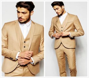 Trajes de boda dorados para la mañana, trajes ajustados para hombre, esmoquin para novio, trajes formales para fiesta de graduación hechos a medida, chaqueta, pantalones, chaleco, corbata6969712