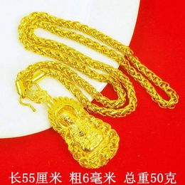 Gouden ketting 24k mannelijk drakenmerk Guanyin Guan Gong Pendant 9999 Real Gold 24042222