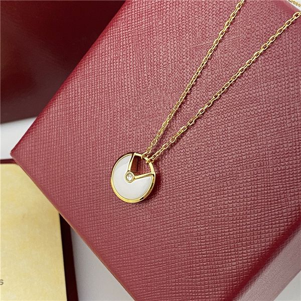 Collier en or cercle colliers bijoux en acier inoxydable femme 18K hausse coquille d'or agate amulette collier de luxe chaîne diamod bijoux designers cadeau de fête d'anniversaire