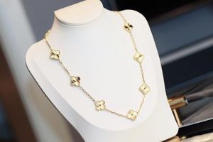 Collier en or Designers pour femmes10 fleurs haut v-or 18 carats avec pendentif trèfle colliers de qualité supérieure or classique chaîne de créateur bijoux de mariage avec boîte