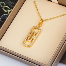 collier en or pour femmes colliers de luxe bijoux de créateur femme trombone en forme d'or rose 18 carats chaînes de diamants en argent bijoux dame fille cadeau de fête d'anniversaire chinois