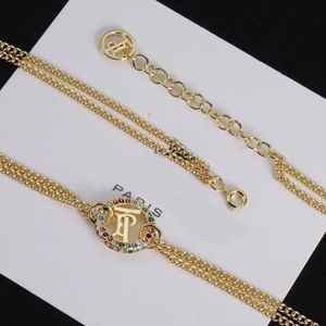 Gold Necklace Pretty's Coloured Diamond Brass Brand Luxury Designer Necklace for Women Valentine's Day Gift Designer Sieraden