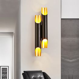 Nordic Gold Post moderne mur Minimaliste style Luxe Designer Modèle Salon fond mur Chambre Lampe de chevet