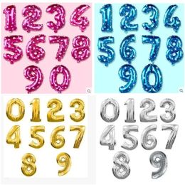 Numéro d'or Sier Blue Foil 32 pouces 0-9 Hélium Ballons Joyeux anniversaire Décoration de mariage Kids Toy Globos Th1234