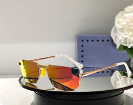 Lunettes de soleil à verres miroir or / orange pour femmes hommes lunettes de soleil demi-monture Lunettes de soleil design Sonnenbrille Shades UV400 Lunettes avec boîte