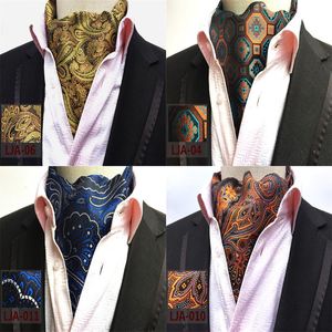 Or Paisley Ascot Cravate Hommes Cajou Rouge Hommes Soie Formelle Bleu Cravate Homme Mariage Floral Noir Écharpe Gris A028