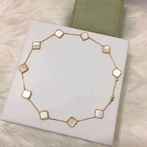 Collares pendientes de oro trébol de cuatro hojas diseñador Van lujo mujer collar joyería mujeres diez flores gargantillas regalo 232