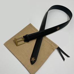 Gold Pin Buckle Star Print Leather Belt Black Mens Gentleman Casual jeans jurk riemen geschenk verstelbare unisex