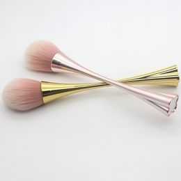 Oro Rosa Power Brush Maquillaje Solo Viaje Disposible Colorete Maquillaje Cepillo Profesional Belleza Cosméticos Herramienta Tiqpd