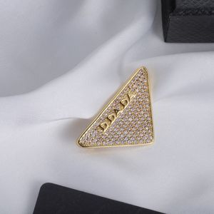 Gold Pins, Brooches, Exquisite fashion geometric triangle Embed Zircon and Alphabet, neutral, suits, Wedding, Christmas, Valentine's Day, Gifts,