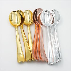 Couverts en plastique doré Argenterie jetable Vaisselle jetable Couteau et fourchette Cuillère Vaisselle d'anniversaire
