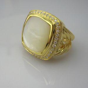 Goud vergulde 17 mm champagne citrine ringen voor meisjes amethist moeder-van-pearl 925 sterling zilveren vrouwen ring ontwerp sieraden