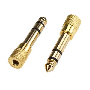 Goud vergulde 6,35 mm mannelijk tot 3,5 mm vrouwelijke audioconnector stereo hoofdtelefoon aux 6.35 3.5 adapteromzetter