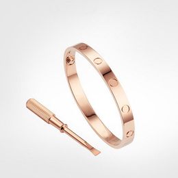 Vergulde bangle Love Armbanden zilver rose goud voor Dames Heren Schroevendraaier Armband Met tas 15-22cm