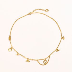 Plaqué or marque Designer lettre fleurs pendentifs colliers en acier inoxydable ras du cou pendentif collier chaîne bijoux accessoires