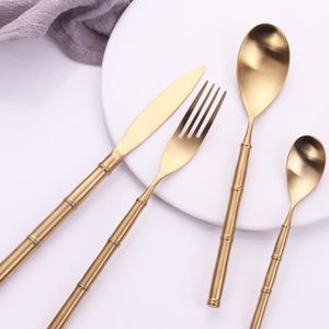 Couverts plaqués or, couteaux de salle à manger, fourchettes, cuillères à café, ensemble de vaisselle de luxe en acier inoxydable 304, cuillère de table