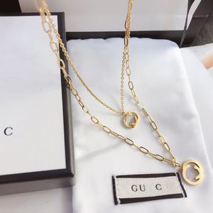 Vergulde ontwerper Dames Fashion Jewelry Senior Circle Letters ketting voortreffelijk Long Chains Brand Accessoires Liefhebbers Gift