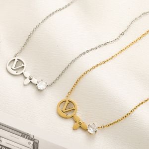 Vergulde diamanten halsketting ontwerper merk sieraden bedel geschenk ketting 925 zilver roestvrij staal lange ketting zwemmen non-fade ontwerper klavertje vier ketting