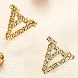 Goud vergulde oorbellen Designers merkontwerperbrief oorstudie vrouwen kristal Rhinestone G bengelen geometrische oorbel voor bruiloftsfeestje Joodlry cadeau