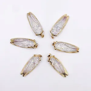 Charms Colorf Gold Ploated Edge Cicada hanger ketting met Crystal Exquisite Exorcism Cicada Ausgavicous Cloud Cicada Pendant voor mannen en vrouwen Rijkdom Attractie