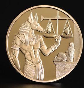 Vergulde Egypte Death Protector Anubis Coin Kopieermunten Egyptische God van de Dood Herdenkingsmunten Collectie Cadeau