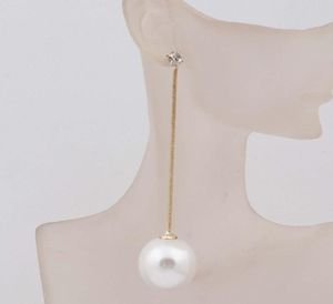 Pendientes colgantes de perlas de bola grande de moda chapados en oro para mujer5234416