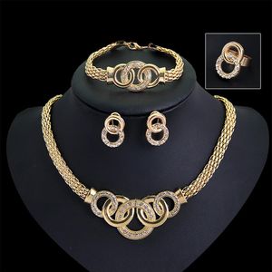Ensemble de bijoux fins plaqués or pour femmes, collier de perles, boucles d'oreilles, bracelets, bagues, ensembles de Costume, accessoires de mode, 2363