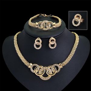 Ensemble de bijoux fin plaqués en or pour femmes perles collier collier boucles d'oreilles Bracelet anneaux de bracelet Costume les derniers accessoires de mode 313G