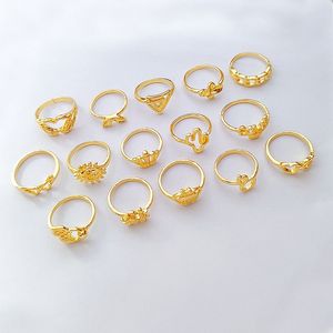 Gouden vergulde glanzende ring gemengde stijl maat voor mannen vrouwen mode sieraden