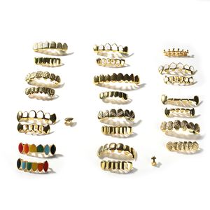 Mens Gold Grillz Ensemble De Dents De Mode Hip Hop Bijoux De Haute Qualité Huit 8 Dents Supérieures Six 6 Grilles Inférieures