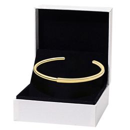 Chapado en oro I-D Cuff Brazaletes abiertos para Pandora 925 Joyas de fiesta de bodas de plata esterlina para mujeres Novia Regalo diseñador Pulsera Set con CAJA original