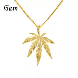 Plaqué or Maple L Feuille Pendentif Collier Hommes MS Hip Hop Charme Herbe 60 cm Chaînes Cubaines Colliers Hommes Mode Hiphop Bijoux Birthd7359658