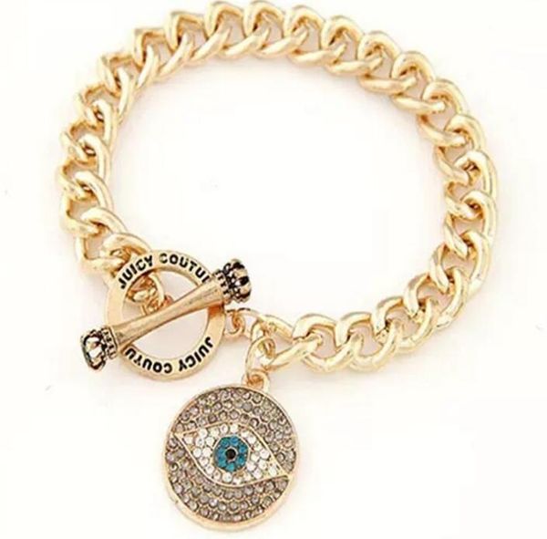 Métal plaqué or, plus récent bracelet mauvais œil, bracelet à bijoux, bonne chance art charme bracelet bijoux dôme en verre