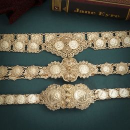 Goud vergulde Napoleon muntbanden Turkse vrouwen taille ketting holle patroon sieradenketens etnische buikketens Birdal Body Jewelry 240531