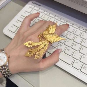 Gouden vergulde Phoenix -ringen voor mannen vrouwen verloving bruiloft bruid sieraden Chinese stijl ringgeschenken