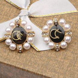 Diseñadores de marca sier chapados con pendientes de tachuelas clásicas st geométricos mujeres cristal rhinestone pearl pending parting regalo cjewelry 20