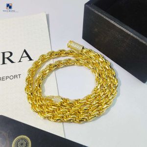 Chaîne de verrouillage en Moissanite plaquée or, collier avec pendentif de Style Hip Hop, chaînes en corde cubaine de 6Mm de large