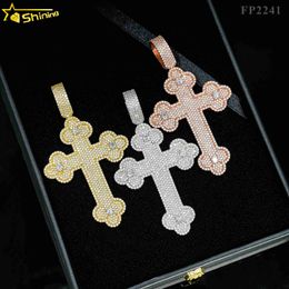 Vergulde zilveren sieraden hiphop moissanite diamanten hanger op maat kruisbedels voor mannen en vrouwen