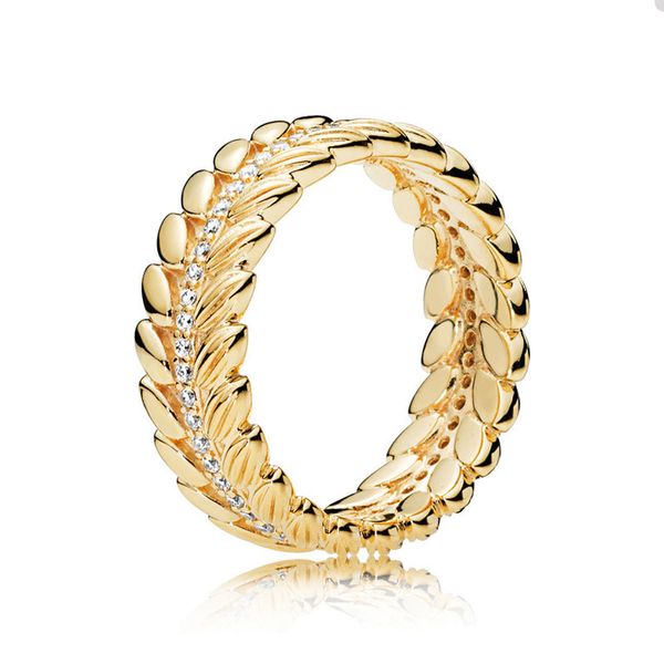 Anillo de banda brillante chapado en oro para Pandora 925 Conjunto de joyas de plata esterlina Anillos de diseño para mujeres Hermanas Regalo Anillo de diamantes de cristal con caja original