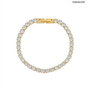 Gold vergulde roestvrijstalen kubieke zirkonia CZ Baby's Bread Rhinestone Tennis Chain Bracelet Classic Shiny Crystal Bracelet