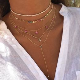 Collar de cadena de eslabones de estrella chapado en oro para mujer, regalo de Navidad 2018, gargantilla preciosa de moda, collares 2579