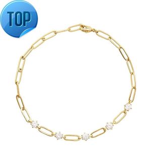 Plata de Ley 925 chapada en oro, joyería fina, piedra Natural, cristal, moissanita, cadena de eslabones, pulsera con clip para mujer